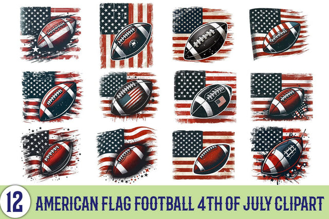 American Flag Football 4th Of July Clipart Bundle Printable File Sublimation Creativedesigntee 