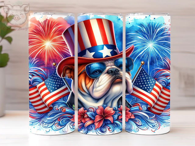American Flag French Bulldog 20oz Tumbler Png, Straight & Tapered Tumbler Png, Patriotic Bulldog Tumbler Png, Digital Download PNG Sublimation Lara' s Designs 