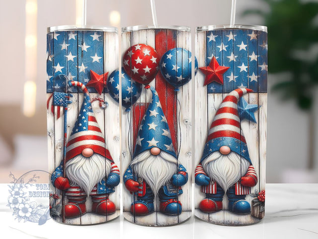 American Flag Gnome 20oz Skinny Tumbler, 4th of july umbler Png, Straight & Tapered Tumbler Wrap, Instant Digital Download Sublimation ToriDesigns 