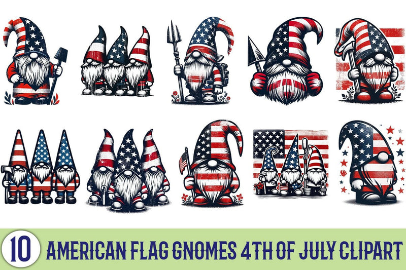 American Flag Gnomes 4th Of July Clipart Bundle Printable File Sublimation Creativedesigntee 