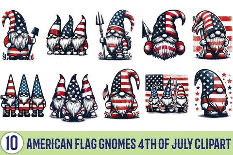 American Flag Gnomes 4th Of July Clipart Bundle Printable File Sublimation Creativedesigntee 