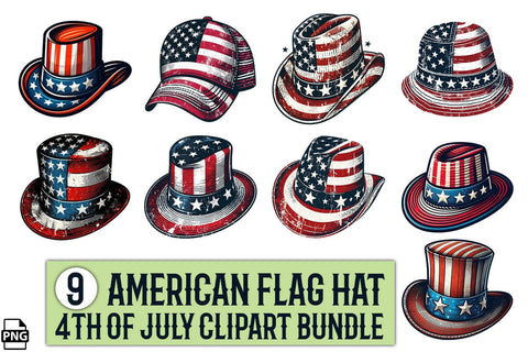 American Flag Hat 4th Of July Clipart Bundle Printable File Sublimation Creativedesigntee 