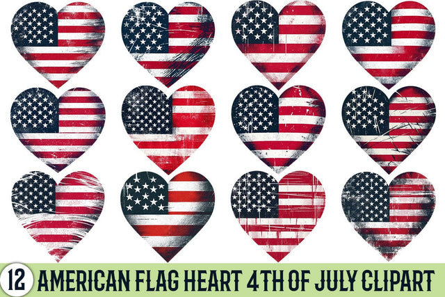 American Flag Heart 4th Of July Clipart Bundle Printable File Sublimation Creativedesigntee 