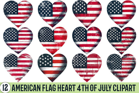 American Flag Heart 4th Of July Clipart Bundle Printable File Sublimation Creativedesigntee 