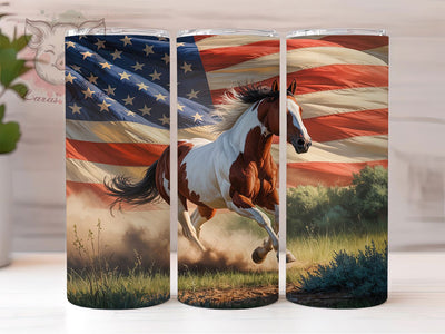 American Flag Horse Tumbler, Patriotic Horse Tumbler, Stylish 20oz Wrap, Sublimation Design, Trendy Gift Idea, Rustic Horse Wrap, US Flag Horse Tumbler Sublimation Lara' s Designs 