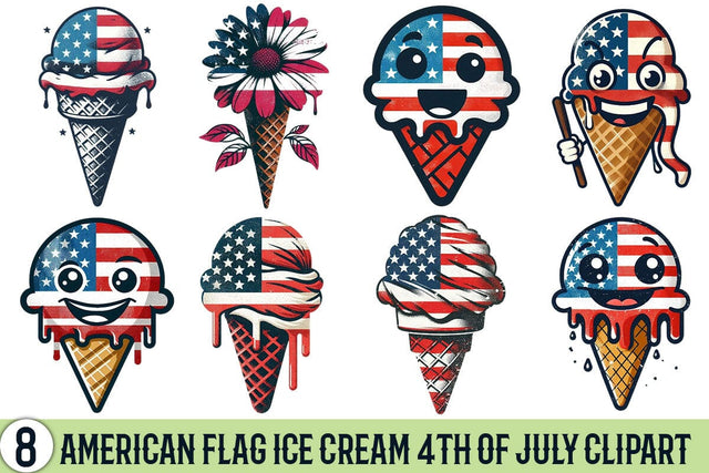 American Flag Ice Cream 4th Of July Clipart Bundle Printable File Sublimation Creativedesigntee 