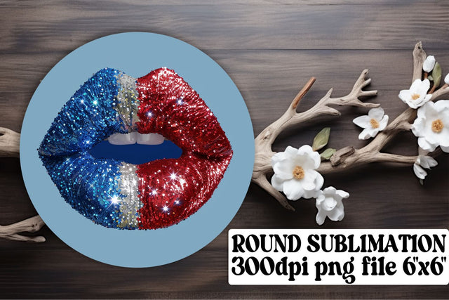 American Flag Inspired Lip Print Design Sublimation afrosvg 