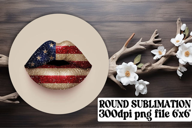 American Flag Inspired Lip Print Set Sublimation afrosvg 
