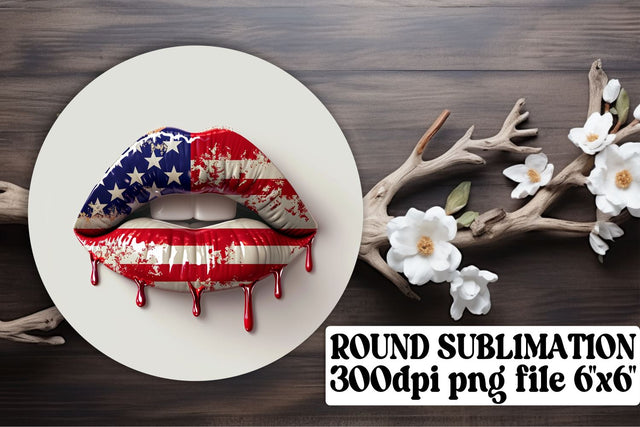 American Flag Inspired Lip Print Trio Sublimation afrosvg 
