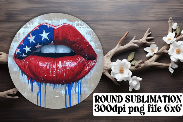 American Flag Inspired Lip Print Trio Sublimation afrosvg 