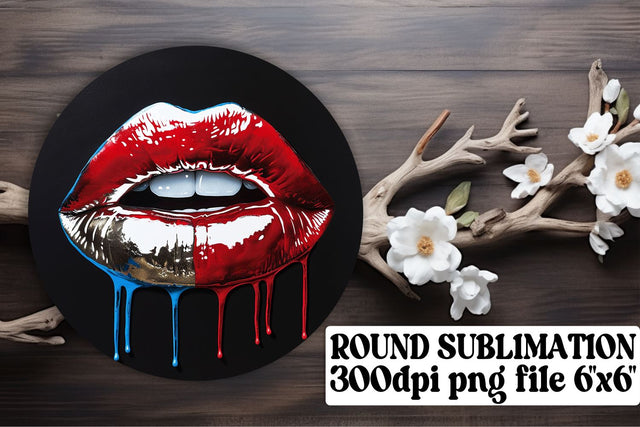 American Flag Kisses Circle & Keychain Collection Sublimation afrosvg 