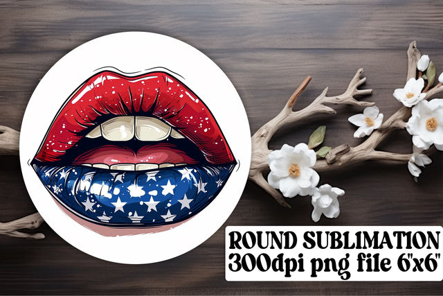 American Flag Kisses Circle & Keychain Combo Sublimation afrosvg 