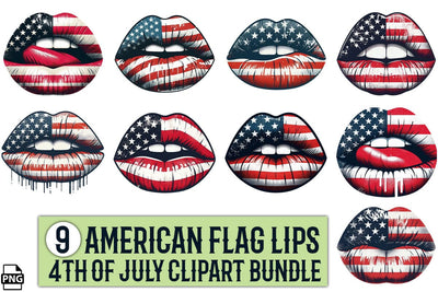 American Flag Lips 4th Of July Clipart Bundle Printable File Sublimation Creativedesigntee 