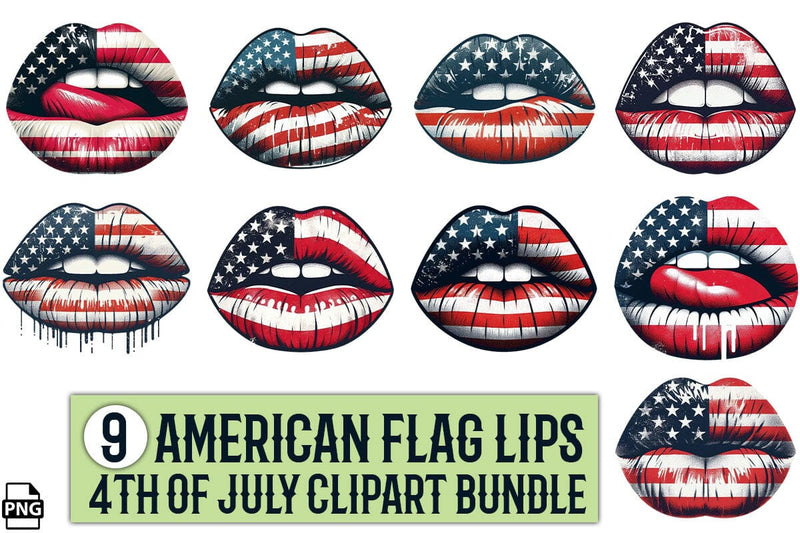 American Flag Lips 4th Of July Clipart Bundle Printable File Sublimation Creativedesigntee 
