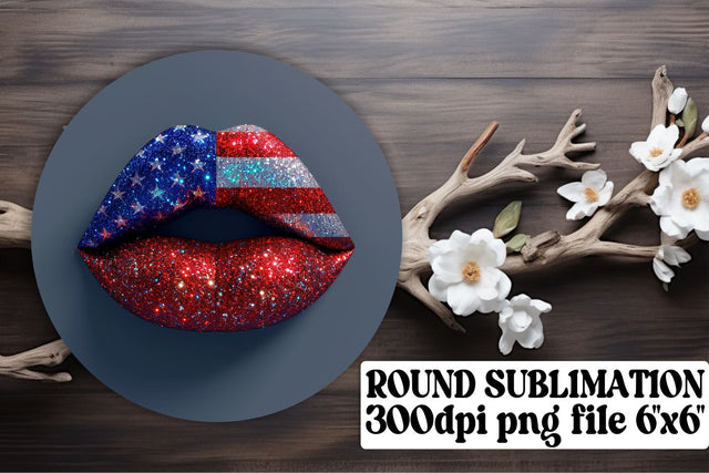 American Flag Lips Circle & Keychain Collection Sublimation afrosvg 