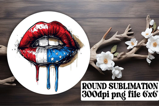 American Flag Lips Circle & Keychain Set Sublimation afrosvg 