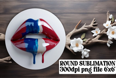 American Flag Lips Circle & Keychain Sublimation afrosvg 
