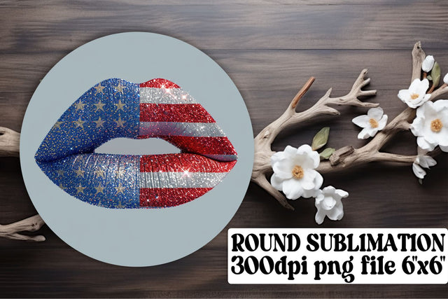 American Flag Lips Keychain & Coaster Collection Sublimation afrosvg 