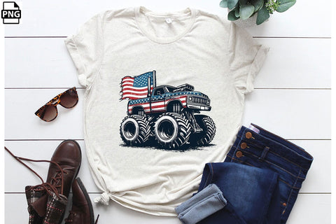 American Flag Monster Truck 4th Of July Clipart Bundle Printable File Sublimation Creativedesigntee 