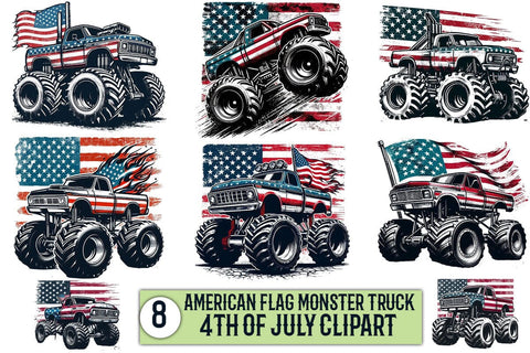 American Flag Monster Truck 4th Of July Clipart Bundle Printable File Sublimation Creativedesigntee 