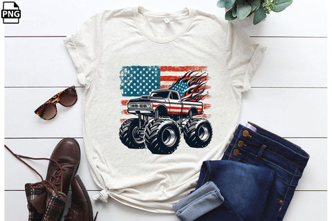American Flag Monster Truck 4th Of July Clipart Bundle Printable File Sublimation Creativedesigntee 