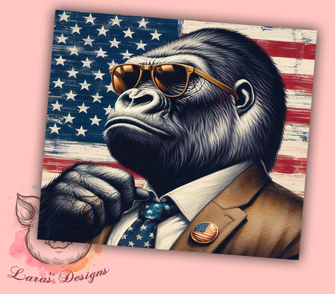 American Flag Patriotic Bigfoot 20oz Tumbler Png, Straight & Tapered Tumbler Png, 4th of July Tumbler Png, Digital Download PNG Sublimation Lara' s Designs 