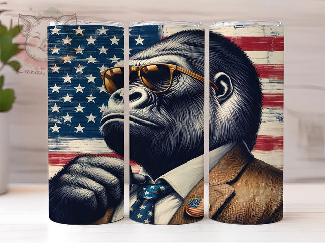 American Flag Patriotic Bigfoot 20oz Tumbler Png, Straight & Tapered Tumbler Png, 4th of July Tumbler Png, Digital Download PNG Sublimation Lara' s Designs 