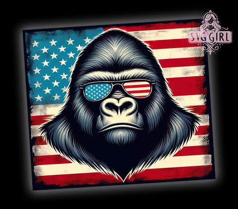 American Flag Patriotic Bigfoot 20oz Tumbler Wrap Sublimation Design, Straight Tapered Tumbler Wrap, 4th of July Tumbler Png, Instant Digital Download Sublimation SvggirlplusArt 