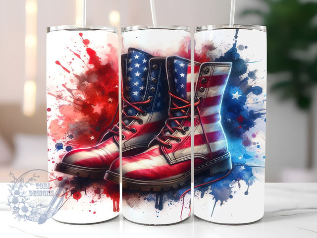 American Flag Patriotic Boots 20oz Skinny Tumbler, 4th of july umbler Png, Straight & Tapered Tumbler Wrap, Instant Digital Download Sublimation ToriDesigns 