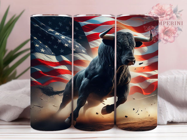 American Flag Patriotic Bull 4th of July Tumbler, 4th Of July Tumbler Wrap, Patriotic Bull PNG, 20oz Sublimation Design, USA Flag Cup Wrap, Western American Tumbler Sublimation Li Zamperini 