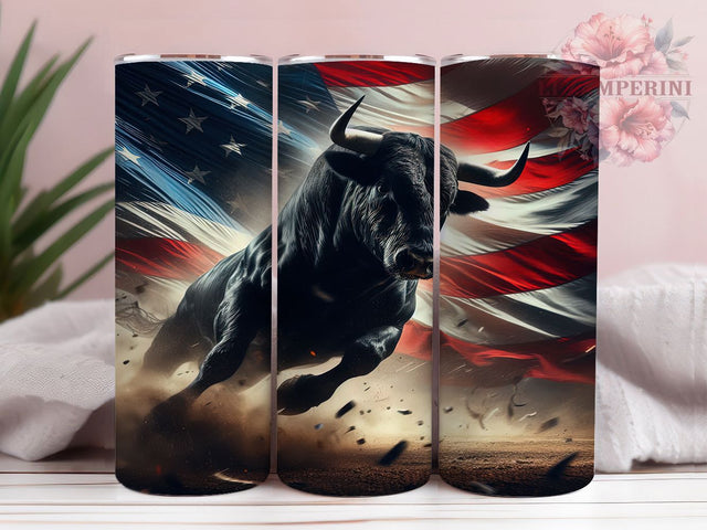 American Flag Patriotic Bull 4th of July Tumbler, 4th Of July Tumbler Wrap, Patriotic Bull PNG, 20oz Sublimation Design, USA Flag Cup Wrap, Western American Tumbler Sublimation Li Zamperini 
