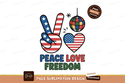 American flag peace love freedom symbols image Sublimation Designangry 