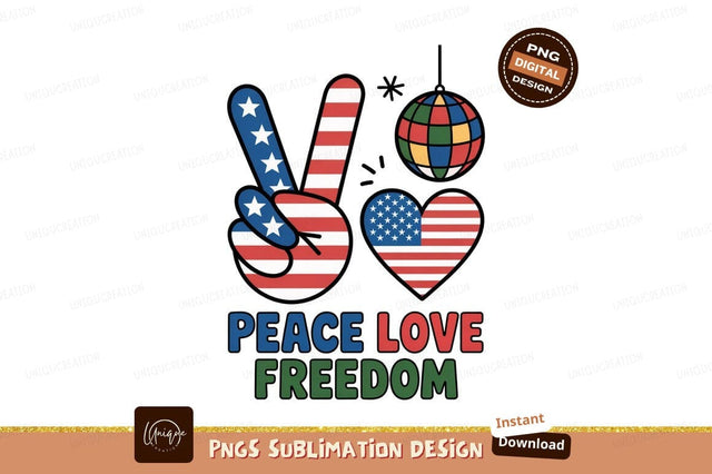 American flag peace love freedom symbols image Sublimation Designangry 
