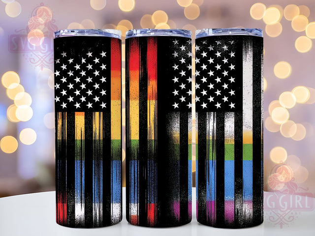 American Flag Rainbow LGBTQ Pride Tumbler Wrap, LGBTQ Flag Tumbler, Rainbow Flag Wrap, Pride 20Oz Tumbler, Sublimation Pride Tumbler, USA Pride Drinkware, American LGBTQ Cup Sublimation SvggirlplusArt 