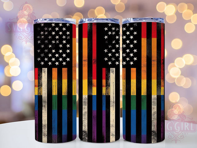 American Flag Rainbow LGBTQ Pride Tumbler Wrap, LGBTQ Flag Tumbler, Rainbow Flag Wrap, Pride 20Oz Tumbler, Sublimation Pride Tumbler, USA Pride Drinkware, American LGBTQ Cup Sublimation SvggirlplusArt 