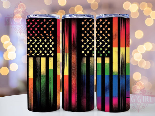 American Flag Rainbow LGBTQ Pride Tumbler Wrap, LGBTQ Flag Tumbler, Rainbow Flag Wrap, Pride 20Oz Tumbler, Sublimation Pride Tumbler, USA Pride Drinkware, American LGBTQ Cup Sublimation SvggirlplusArt 