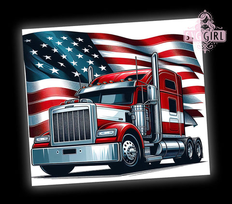 American Flag Semi Truck 20oz Tumbler Wrap Sublimation Design, Straight Tapered Tumbler Wrap, 4th of July Tumbler Png, Instant Digital Download Sublimation SvggirlplusArt 