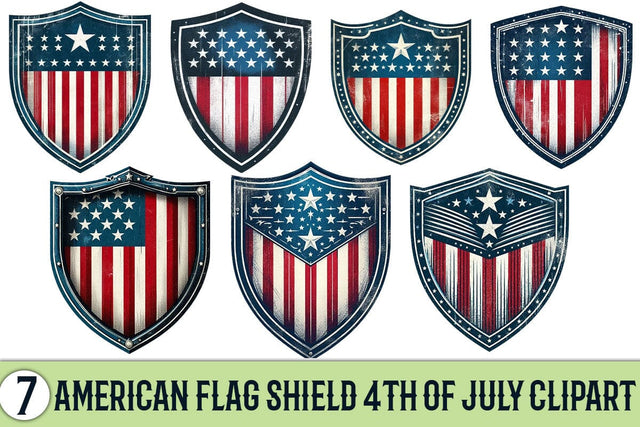 American Flag shield 4th Of July Clipart Bundle Printable File Sublimation Creativedesigntee 
