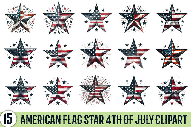 American Flag Star 4th Of July Clipart Bundle Printable File Sublimation Creativedesigntee 