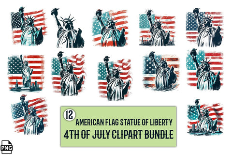 American Flag Statue Of Liberty 4th Of July Clipart Bundle Printable File Sublimation Creativedesigntee 