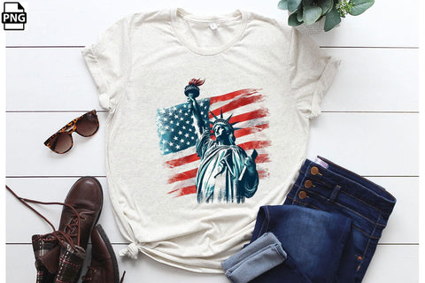 American Flag Statue Of Liberty 4th Of July Clipart Bundle Printable File Sublimation Creativedesigntee 
