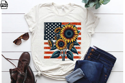 American Flag Sunflower 4th Of July Clipart Bundle Printable File Sublimation Creativedesigntee 