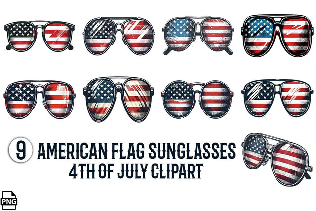 American Flag Sunglasses 4th Of July Clipart Bundle Printable File Sublimation Creativedesigntee 