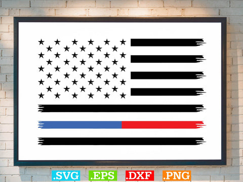 American Flag Thin Blue and Red Line svg Svg, American flag Svg, Patriotic Svg SVG Creativeart88 