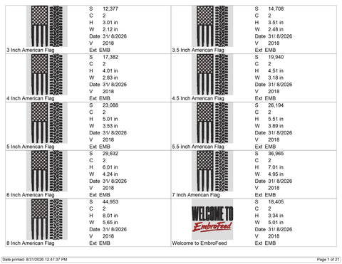 American Flag Tire Track Embroidery Design – USA Off Road Patriotic Machine Embroidery File Embroidery/Applique DESIGNS PatternFeed8 