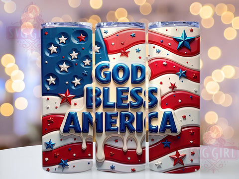 American Flag Tumbler, Memorial Day, God Bless America, Tumbler Wrap, 20oz Tumbler, Sublimation Design, Patriotic Decor, Independence Day Gift Sublimation SvggirlplusArt 