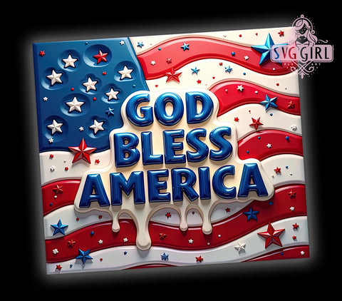 American Flag Tumbler, Memorial Day, God Bless America, Tumbler Wrap, 20oz Tumbler, Sublimation Design, Patriotic Decor, Independence Day Gift Sublimation SvggirlplusArt 