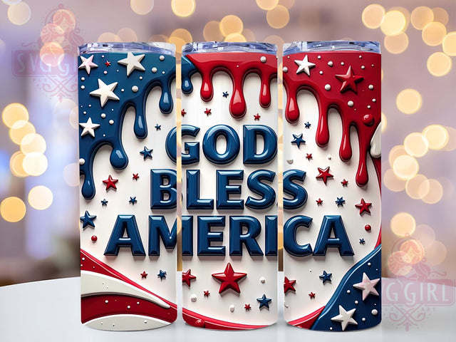 American Flag Tumbler, Memorial Day, God Bless America, Tumbler Wrap, 20oz Tumbler, Sublimation Design, Patriotic Decor, Independence Day Gift Sublimation SvggirlplusArt 