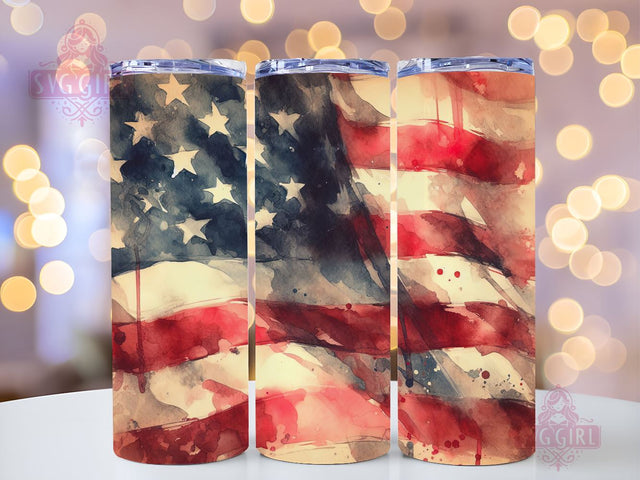 American Flag Tumbler PNG, 20oz Skinny Tumbler, country tumbler, Independence Day tumbler, 4th of July tumbler, stars and stripes, red white and blue, gift tumbler Sublimation SvggirlplusArt 
