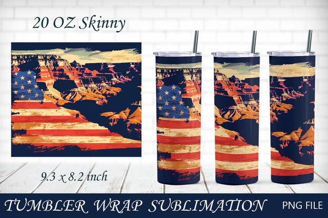 American flag tumbler wrap, USA Patriotic tumbler, Grand canyon Sublimation AnastasiyaArtDesign 